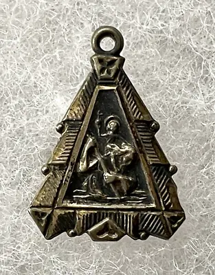 Vintage St. Christopher Protect Us Sterling Silver Medal Pendant • $16.95