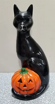 MIDWEST Halloween Black CAT & JACK O LANTERN TEALIGHT HOLDER Figurine DAMAGED • $9.95