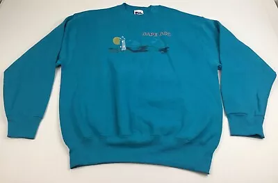 Cape Cod Large Embroidered Lighthouse Sweatshirt Turquoise Pro Player USA Vtg • $19.76