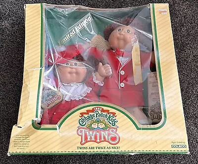 Cabbage Patch Twins Vintage 1984 LIMITED EDITIION  Brown Hair/Eyes New Open Box • $175