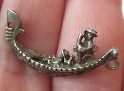 VINTAGE 800 Silver GONDOLA Venice Italy Bracelet Charm • $9