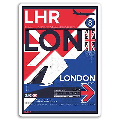 2 X 10cm London Airport Vinyl Stickers - England Sticker Laptop Luggage #17162 • £3.99