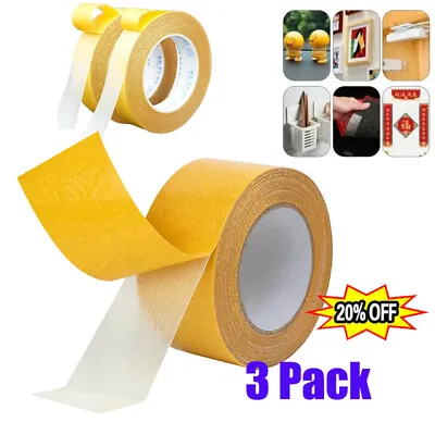 3 Pack Strong Adhesive Double-sided Gauze Fiber Mesh TapeWaterproof Tape 15ft • $8.99