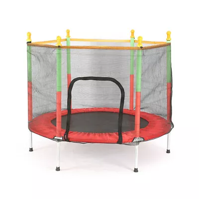 5FT Kid Trampoline With Safety Net Enclosure Children Outdoor Garden Fun Toy • £35.69