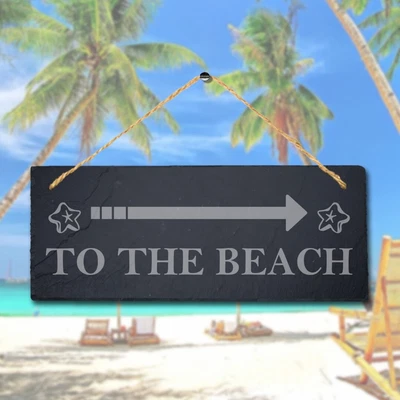 £12.99 • Buy To The Beach Laser Engraved Hanging Slate Ocean Beach Sea Decor Plaque Sign