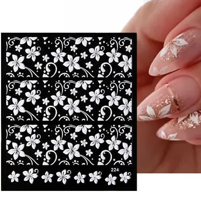 $3.99 • Buy 5D Nail Art Decal Stickers Self Adhesive White Nail Decor Lace Flower Vine Leaf