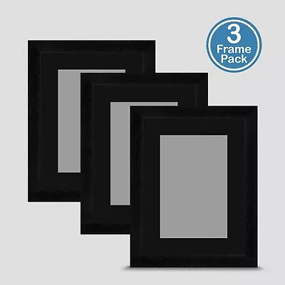 Photo Frame Black 8x6 Inch Multi Pack X3 Incl Grey Mount 6x4 Print Art • £33