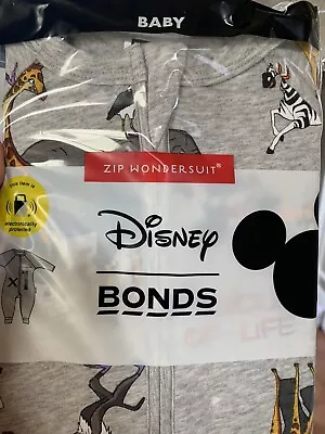BONDS Lion King Disney Wondersuit Baby Clothing GREY  • $30