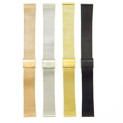 StrapsCo Thin Mesh Stainless Steel Watch Band Metal Clasp Bracelet Strap • $19.99
