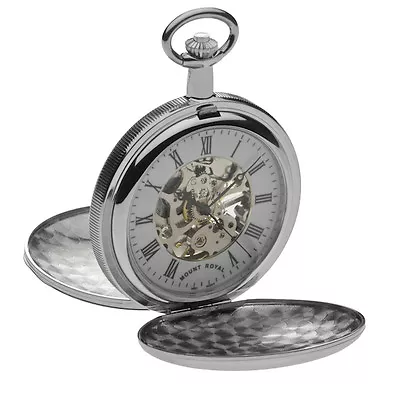 Mount Royal Chrome Plated Double Hunter Pocket Watch Mechanical Ref B28 • $110.60