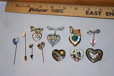 Vintage To Now Lot Of 11 Cloisonné Shell Some Stick Heart Pins • $18