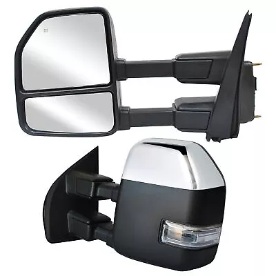 Towing Mirrors For 17-20 Ford F-250 Super Duty Power Heated Signal Chrome Cap • $268.41