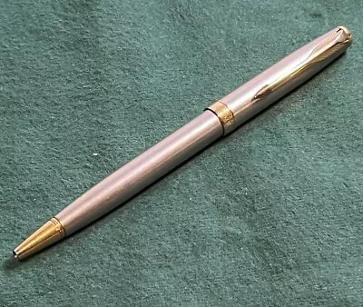 Vintage Parker Sonnet Stainless Steel Gold Twist Ballpoint Pen France Works • $30