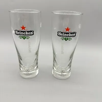 2x Heineken Beer Glasses Champions League 250ml Clear Embossed • $25