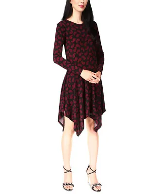 Michael Kors Women's Printed Handkerchief-Hem Dress (Dark Ruby X-Large) • $12.50