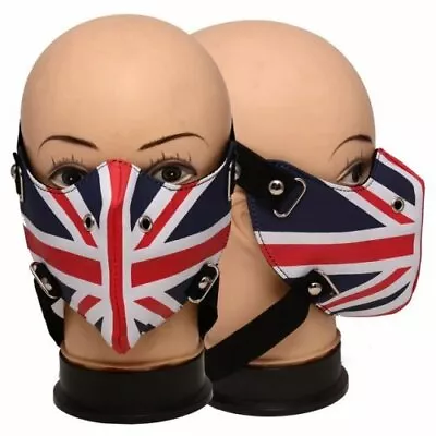 PU Leather Mask Half Face UK BRITISH FLAG Halloween Cosplay BIKER UNION JACK • $19