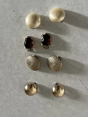 Retro 1960/70s 4 Pair LARGE CLIP ON EARINGS  Lot / Bundle Costume Jewellery • £14.14