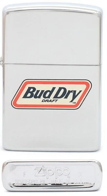 $89.95 • Buy Zippo Budweiser Bud Dry Beer High Polish Chrome Finish 1993 Lighter 