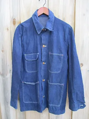 Blue Bell Wrangler Authentic Vintage Denim Pocket Barn Work Chore Jacket 42 • $79.99