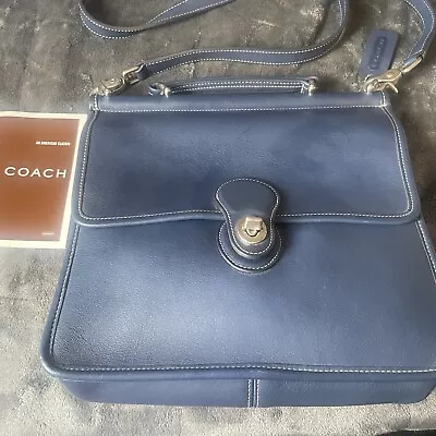 VINTAGE Coach Willis  Legacy Bag 9927 Navy Leather Nickel Hardware EUC • $849.99