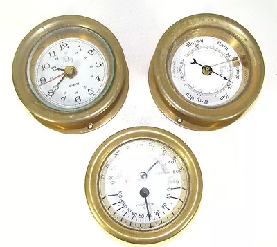 Set Of Victory Brass Clock Barometer And Comfort Meter For Parts • $99.99