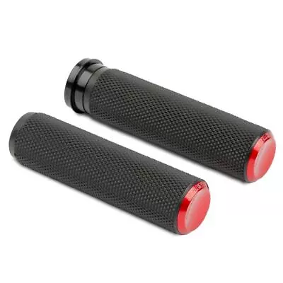 Arlen Ness 07-346 Red Fusion Knurled 1  Grips For Throttle By Wire Harley 08-Up • $62.95