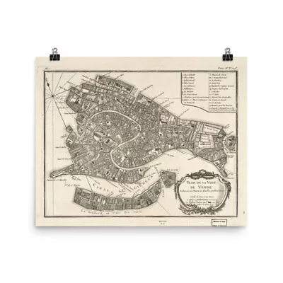 Old Venice Italy Map (1764) Vintage Venezia Atlas Poster • £19