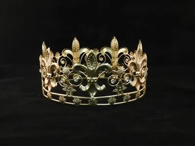 Men's Imperial Medieval Fleur De Lis Gold King Metal Crown • $39