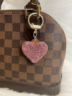 Bling Heart Bag Charm Keychain Keyring Fob Gold Ring Birthday Gift For Her Pink • $12.99