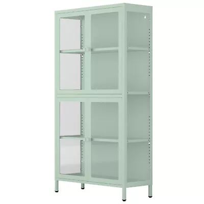 Four Glass Door Cabinet With Adjustable Shelves Cold-Rolled Steel Sideboard • $311.05