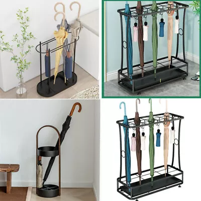 Metal Umbrella Stand Rack Freestanding Umbrella Holder Cane Storage Rack W/Tray • $39