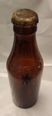 Vintage Brown Certo Glass Bottle W/Lid USA Upside Down  Apx 7  Tall • $9