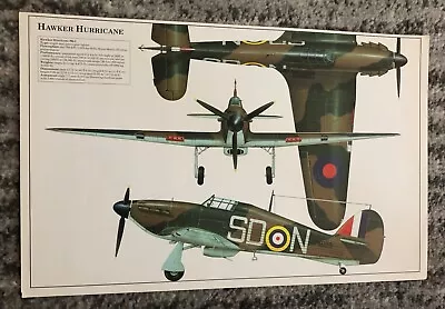 Model Toy Airplane Poster Specs Vintage Original Hawker Hurricane Sign 1980's • $23.82