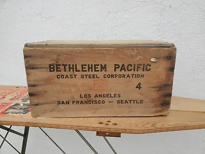 Vintage Wood Bolt Crate Bethlehem Pacific Steel L.A. San Fransisco Seattle Coast • $111.99