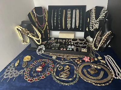 Vintage Fashion Mod Lot Necklace Bracelet Brooch Trifari Napier Sarah Cov 75p • $199