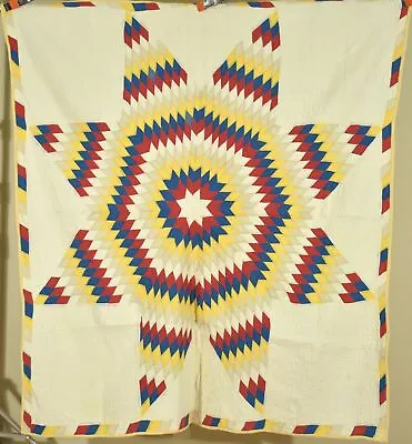 $425 • Buy Vintage 1890's Lone Star Antique Quilt, NICE QUILTING & GREAT BORDER!