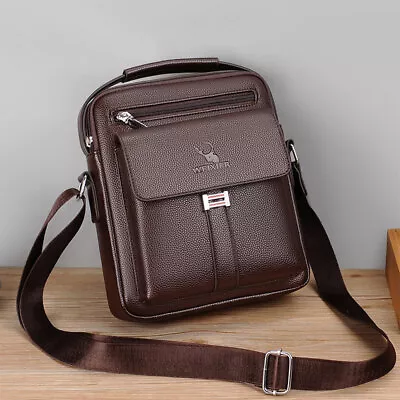 Men's Leather Cross Body Messenger Bag Shoulder Handbag Travel Work Business Bag • £8.99