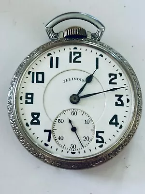 Vintage ILLINOIS NICKLE OID. Working Pocket Watch 17 Jewels  Time King USA • $31