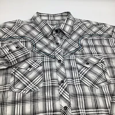 Wrangler Rock 47 Mens Long Sleeve Pearl Snap Shirt Plaid Size 2XT • $24.95