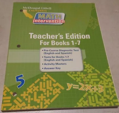 McDougal Littell Math Intervention California: Teacher's Edition For Books 1-7   • $8.49
