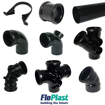  FLOPLAST  110mm Black Soil Pipe And Fittings Bend Reducer Vent Branch Boss • £6.50