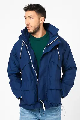 Lacoste Jacket Water Repellent Blue Hooded Coat BH0096 • £74.99