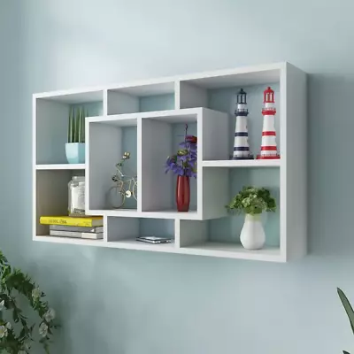 Floating Wall Mounted Storage Display Cabinet Unit 8 Cube Shelves Rack • $68.60