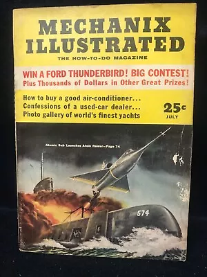 July 1955 Mechanix Illustrated Magazine: Atomic Sub Launches Atom Raider/Yachts • $4.99