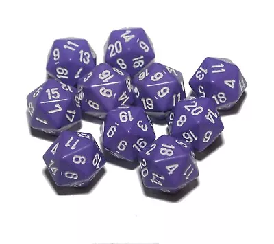 Poly Dice - Purple D20 X10 20 Sided Dice 1-20 • £3.95