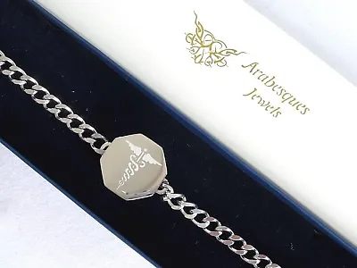 Ladies/men Sos Bracelet Waterproof Medical Alert/stainless Steel Talisman Silver • £25.99