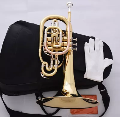 Professional Newest Marching Mellophone Golden Horn F Key Monel Valves W/Case • $699