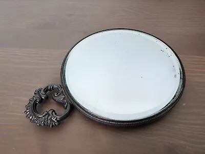 Vintage Silver Plate Art Nouveau Hand Beveled Mirror Flowers • $29.99