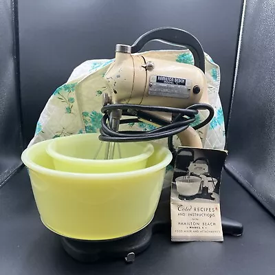 Depression Era  Hamilton Beach Mixer Custard Yellow Uranium Bowls Model C WORKS! • $165