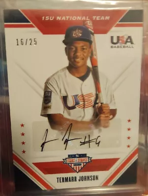$79.99 • Buy 2020 Panini USA Baseball Stars & Stripes Black Ink 16/25 Termarr Johnson Auto
